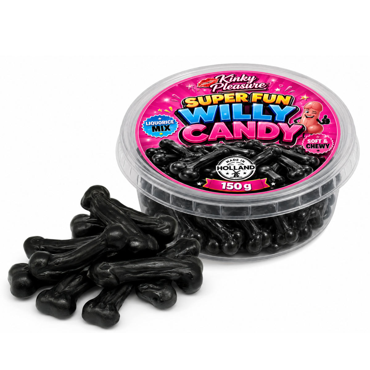 Penis-Shaped Liquorice Candy - 150g Tub