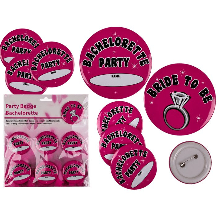 Pink Bachelorette Badges Set of 7 With Bride to Be Badge