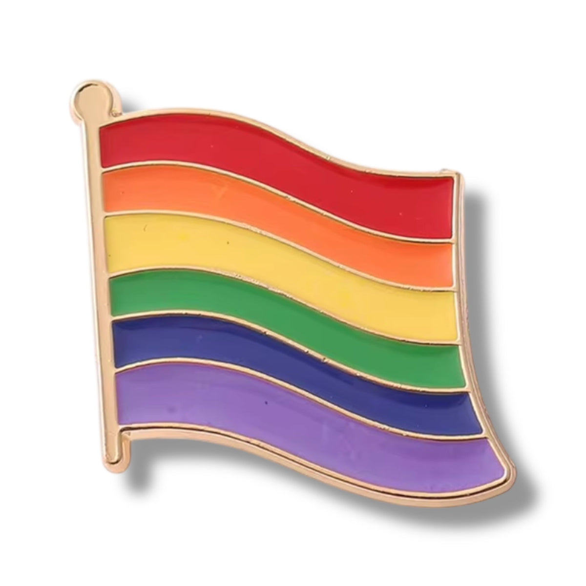 Pride Flag Pin Badge with Gold Detail, Model 01