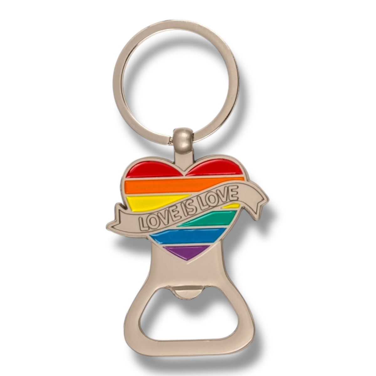 Love Is Love Heart Keychain with Bottle Opener