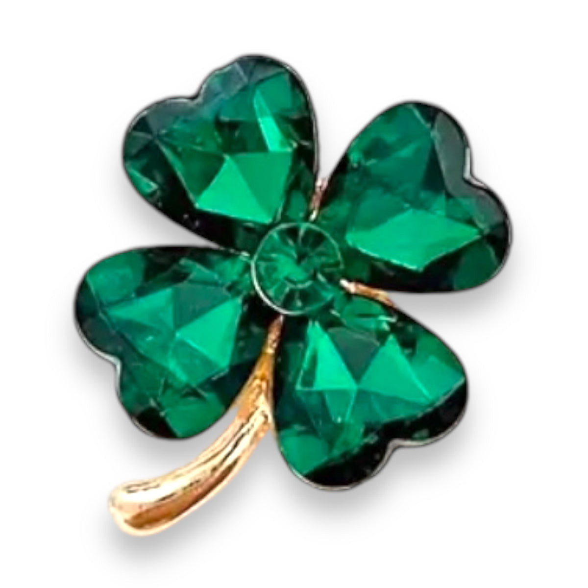 Green Shamrock Lucky Flower Badge Pin Large