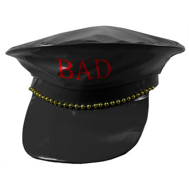 Latex-Look Police Party Cap, Black or Red Bad Girl - photo 2