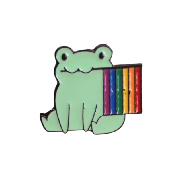 Kikker met Regenboogvlag Emaille Pin
