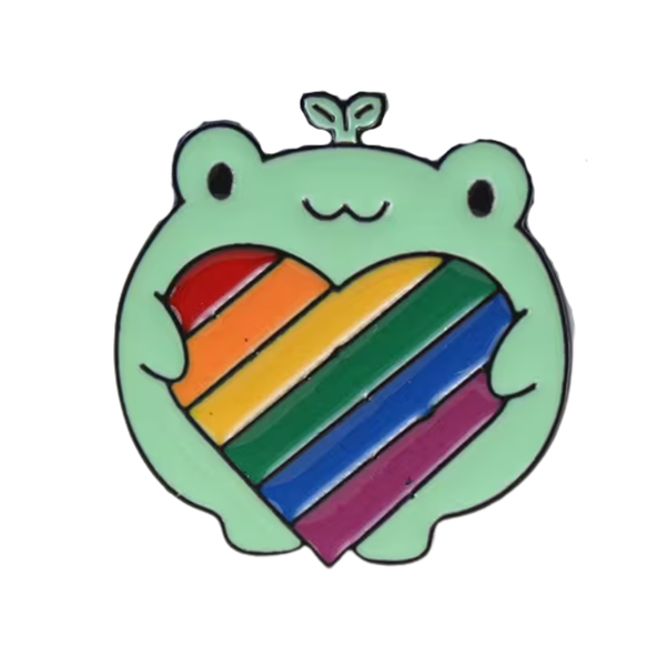 Kikker Knuffelt Regenboog Hart Emaille Pin