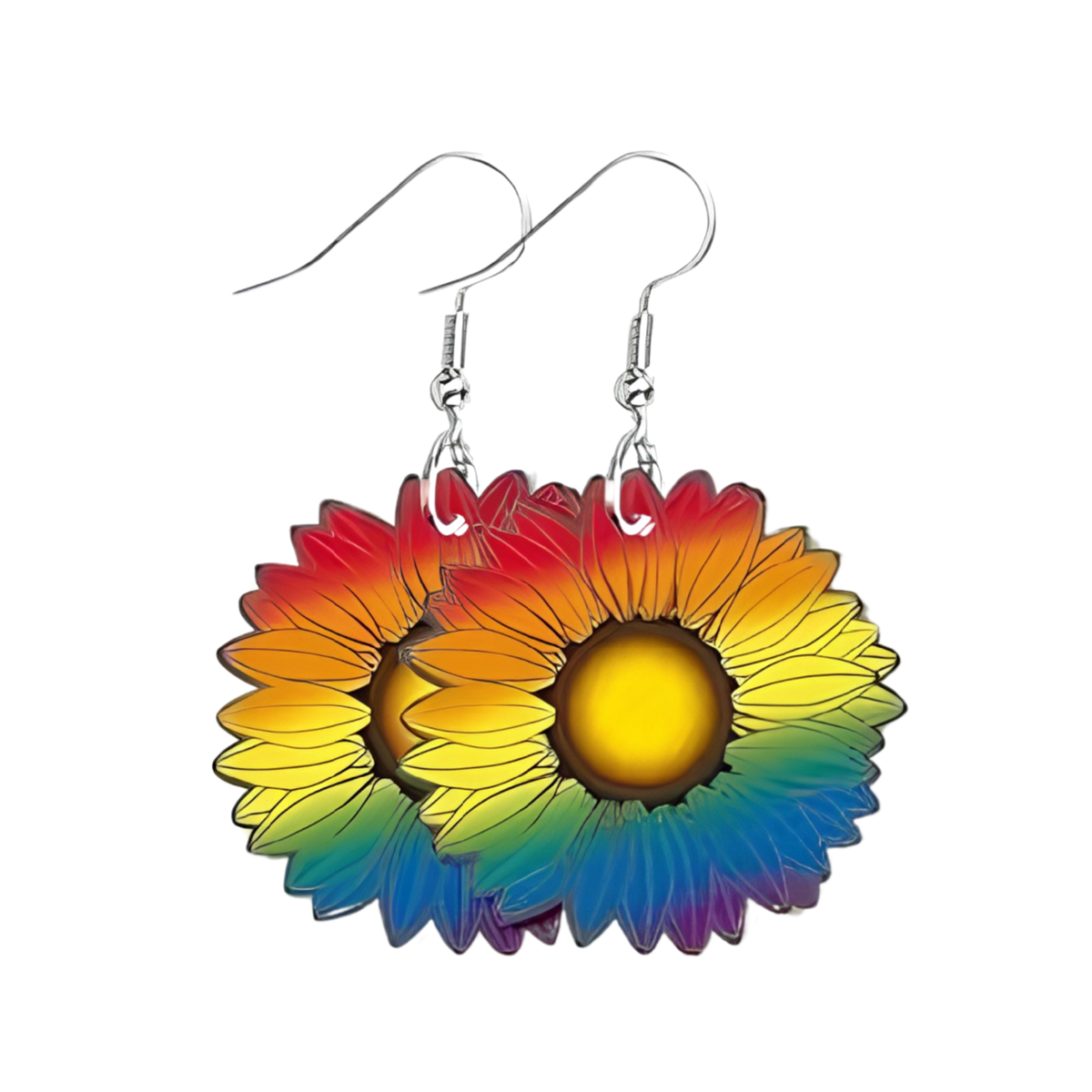 Rainbow Flower Earrings - Pride Acrylic Dangle Earrings