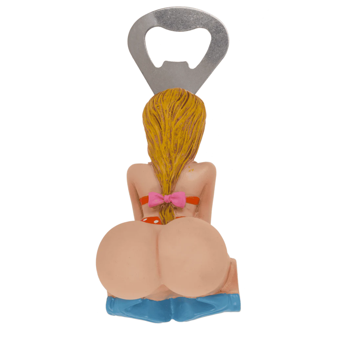 Squeezy Bum Bottle Opener with Magnet - Blond Hair, Back View