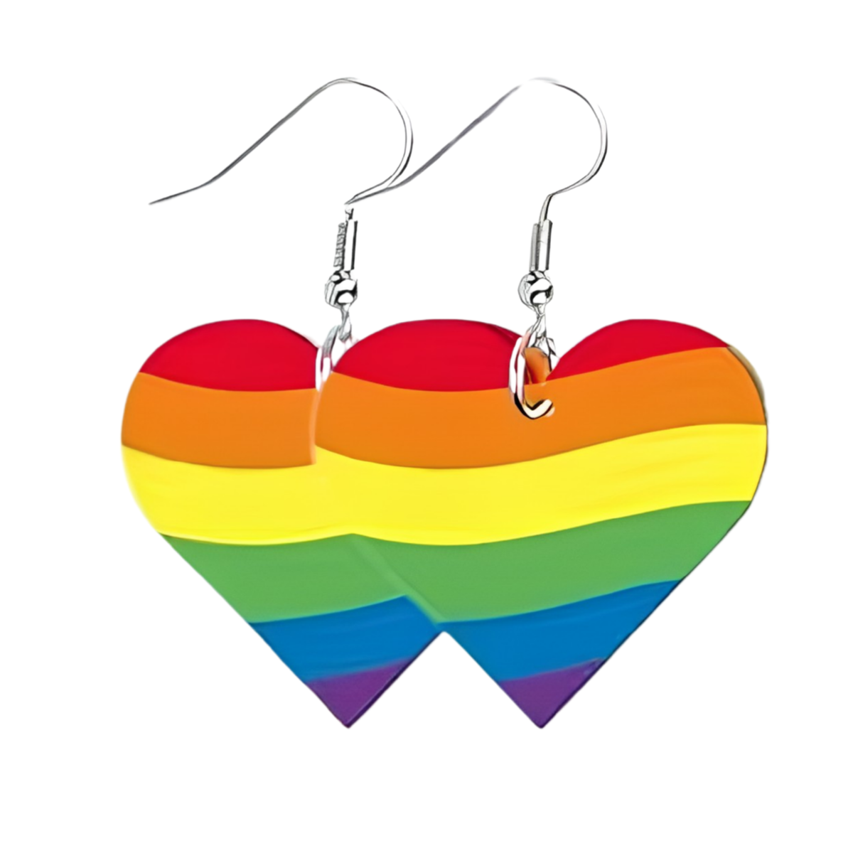 Rainbow Heart Dangle Earrings - Striped Pride Acrylic Earrings