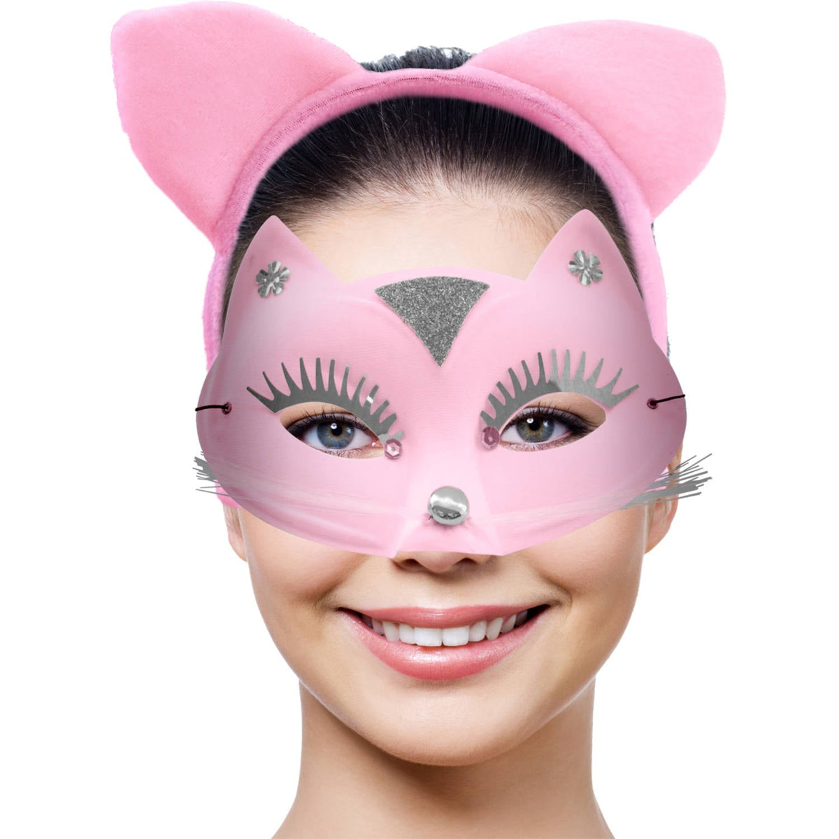 Pink Kitty Set Cat Mask and Ears Headband