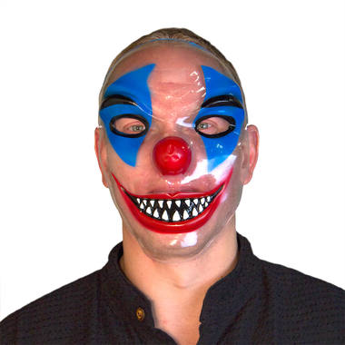 Genomskinlig mördarclown-mask
