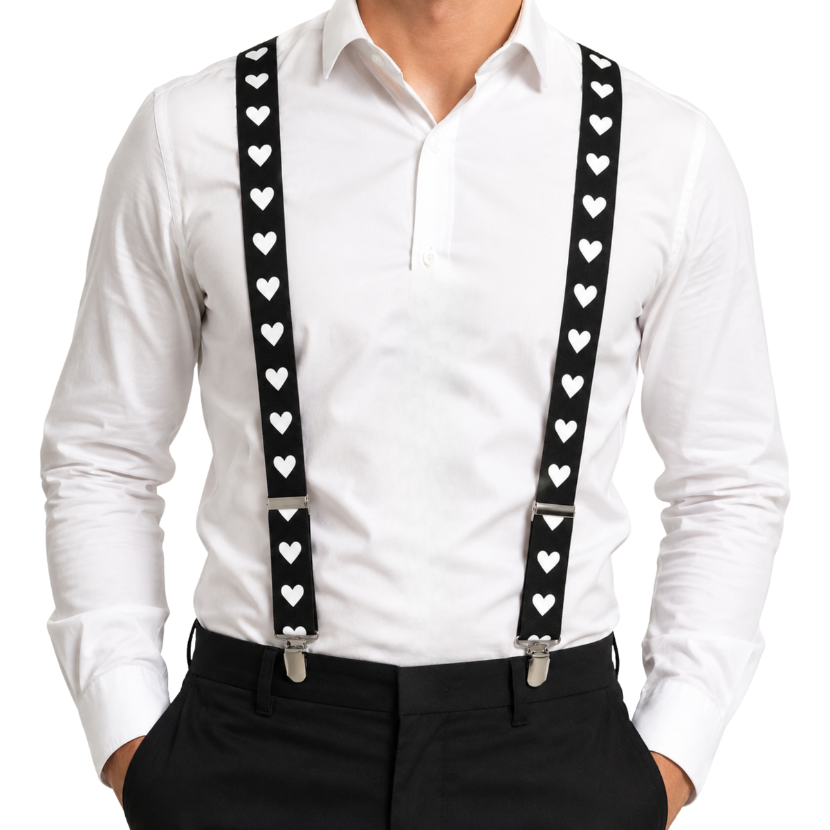 Heart Print Y-Back Suspenders - Black or Red - photo 5
