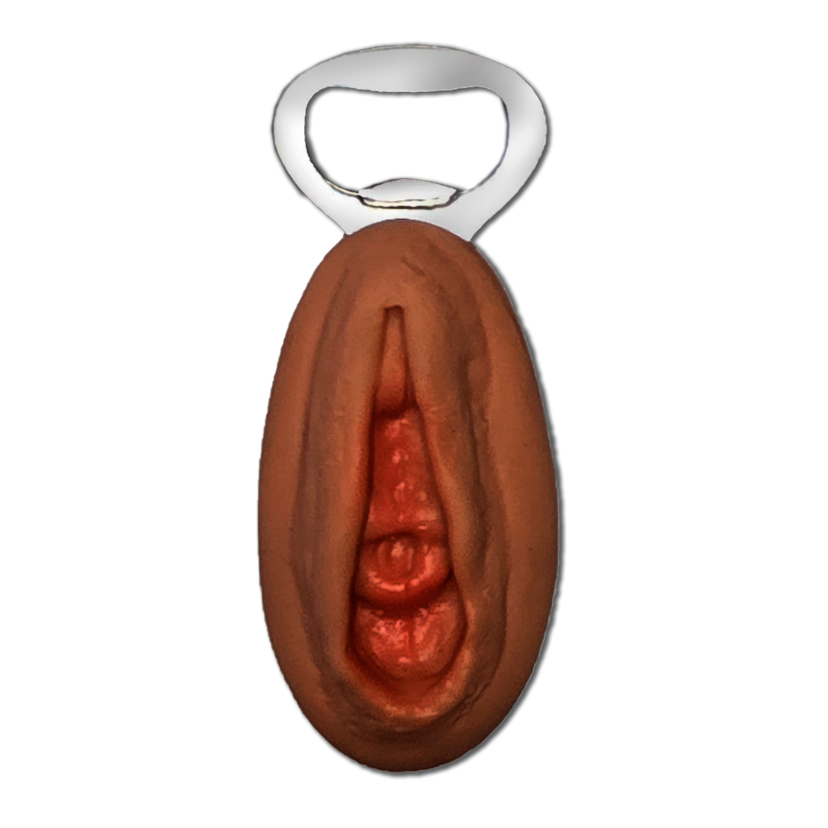 Vulva Bottle Opener Dark Brown with Red Detail