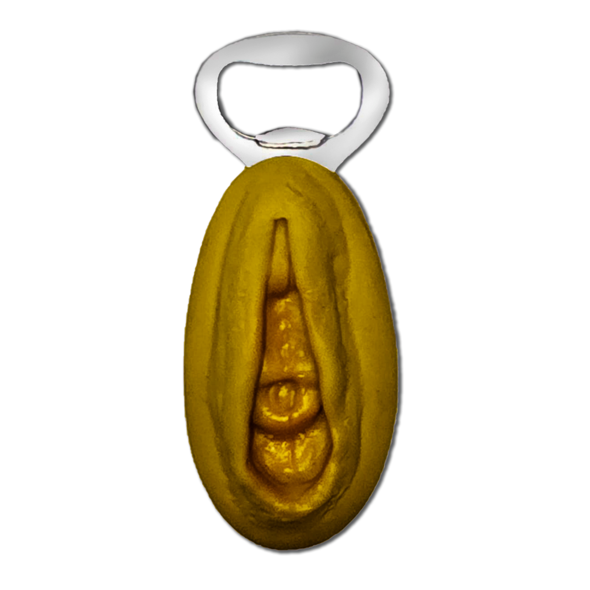 Vulva Bottle Opener Yellow with Gold Details