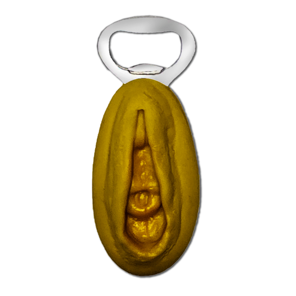Apribottiglie Vulva Giallo con Dettagli Dorati