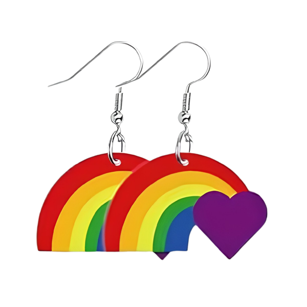 Klassiske regnbuehjerte-øreringer - Pride-øreringer i akryl