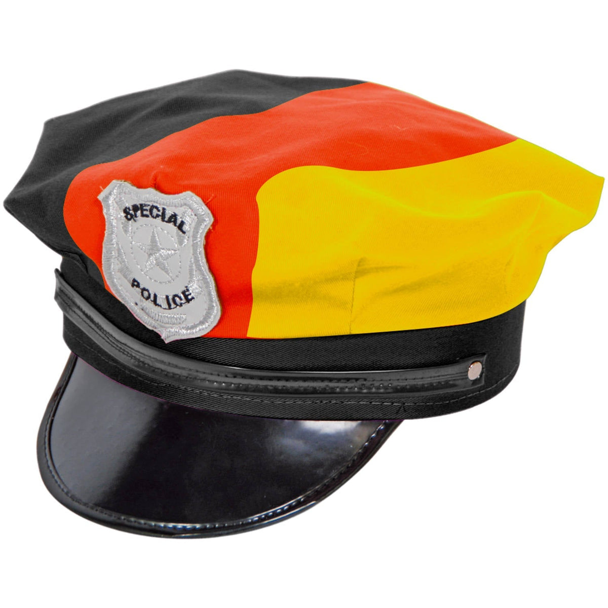 German Police Hat - Black, Red and Yellow