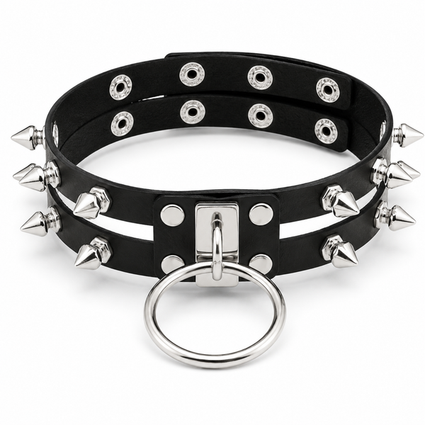 Girocollo estremo con borchie nero o rosso, ecopelle PU