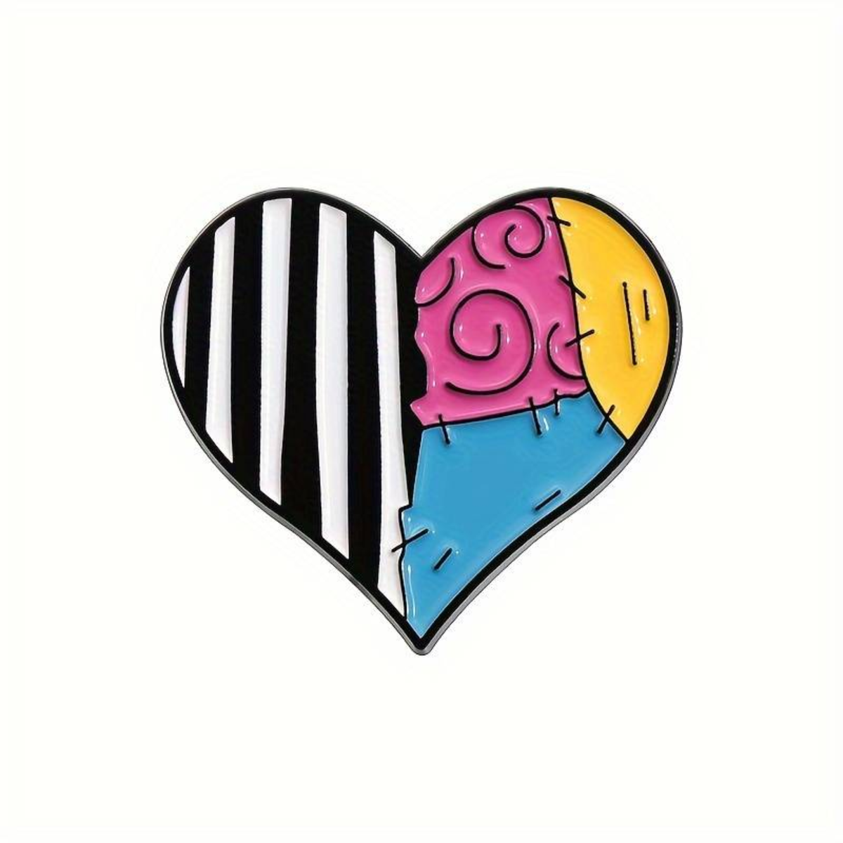 Stitched Love Patchwork Heart Enamel Pin