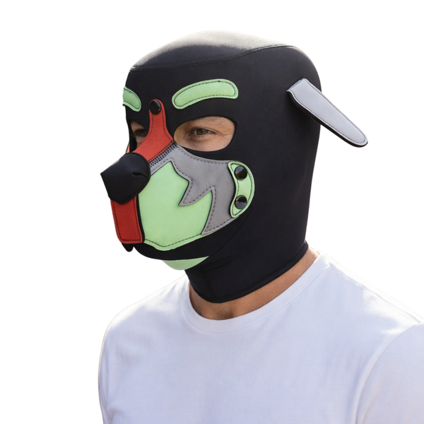Maska Psa Puppy Play Deluxe Czerwona Zielona