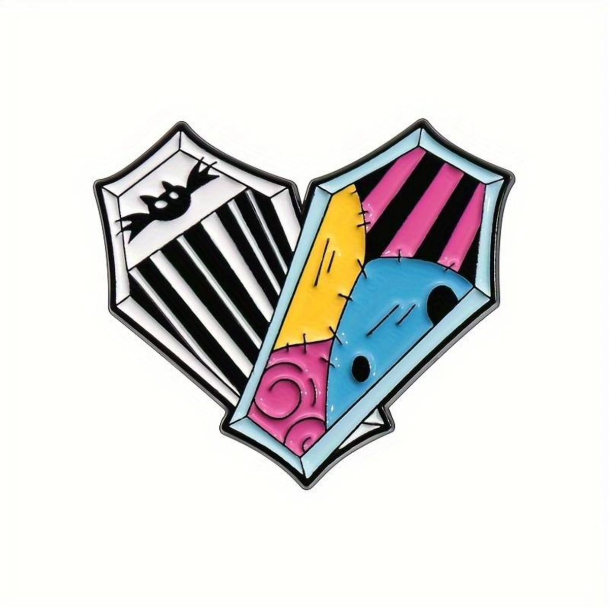 Till Death Unites Us Coffin Patchwork Enamel Pin