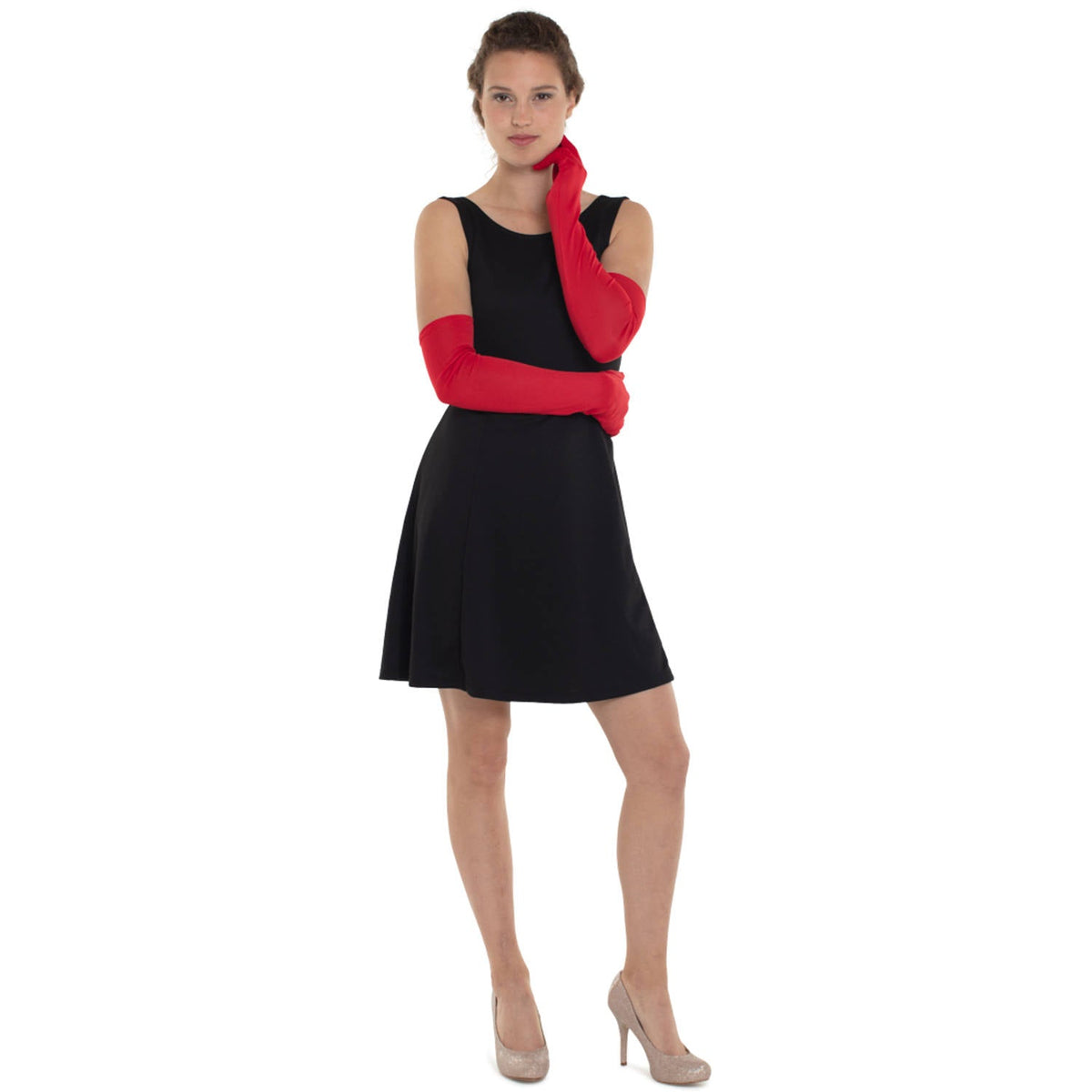Opera Length Wetlook Gloves - Red