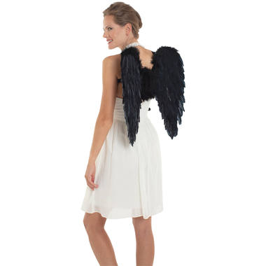 Alas de ángel negras de plumas, 60 cm