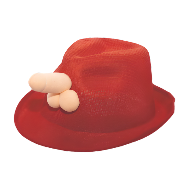 Penis Partyhut Roter Fedora mit Plüsch-Penis