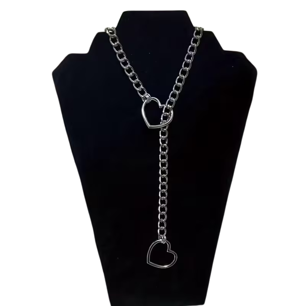 BDSM Choker Halskjede Metallisk Hjerte Sølv