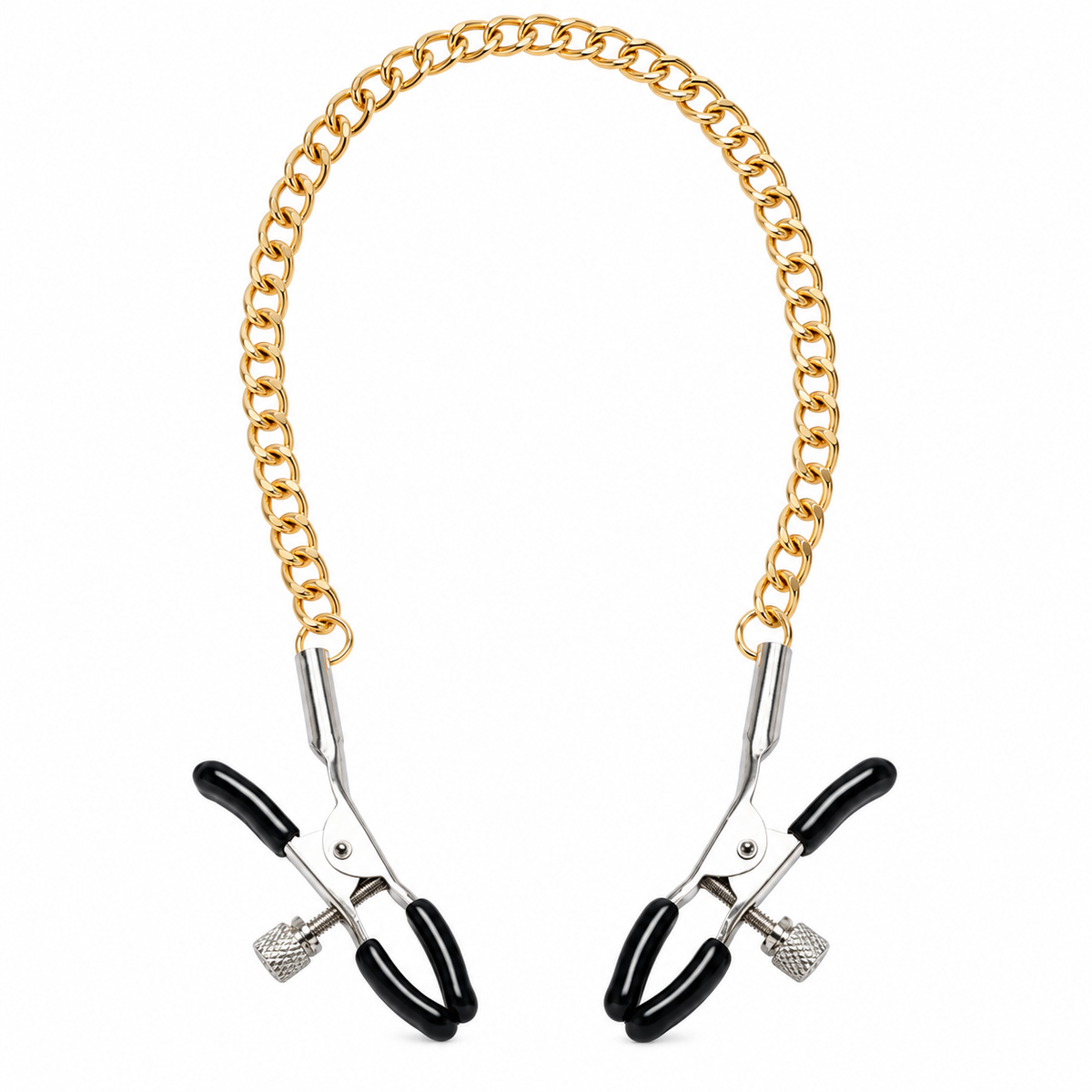 Kraftige Brystvortklemmer Golden Chain i Fargeeske