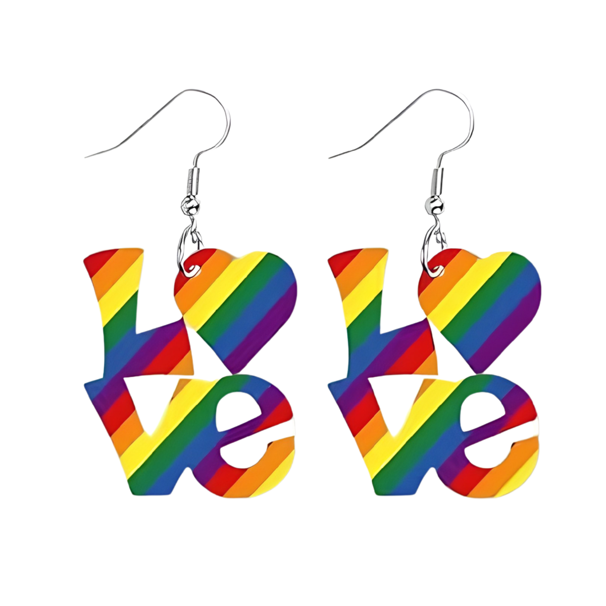 Rainbow Love Earrings - Pride Acrylic Dangle Earrings