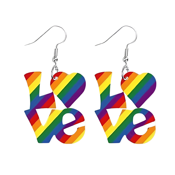 Regnbue Love-øreringer - hengende Pride-øreringer i akryl