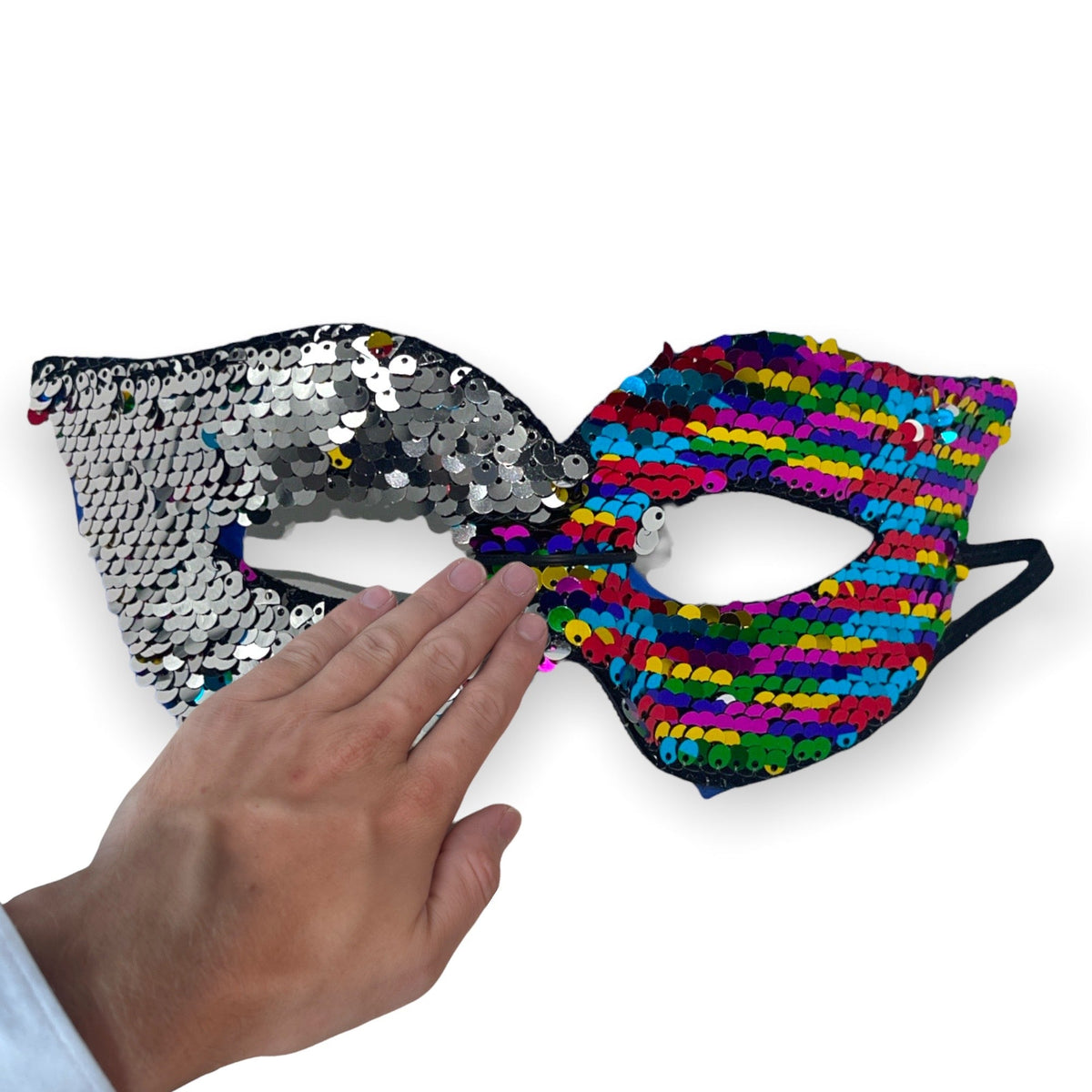Reversible 2 in 1 Party Eye Mask - Rainbow and Silver