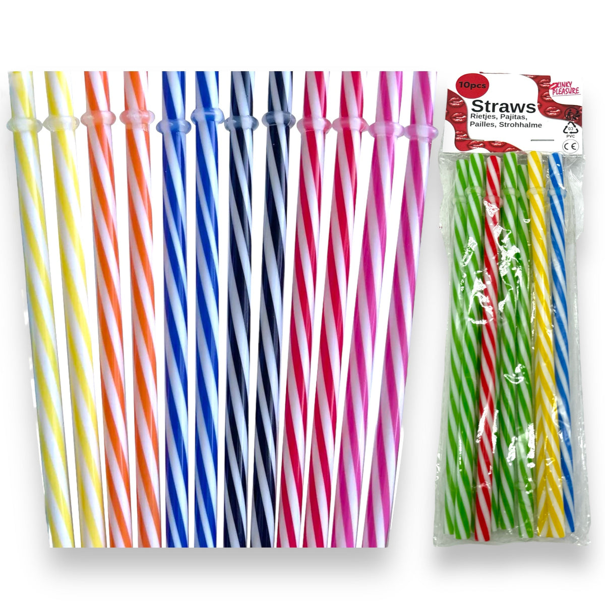 Multicolour Hard Plastic Drinking Straws - 10 Pack