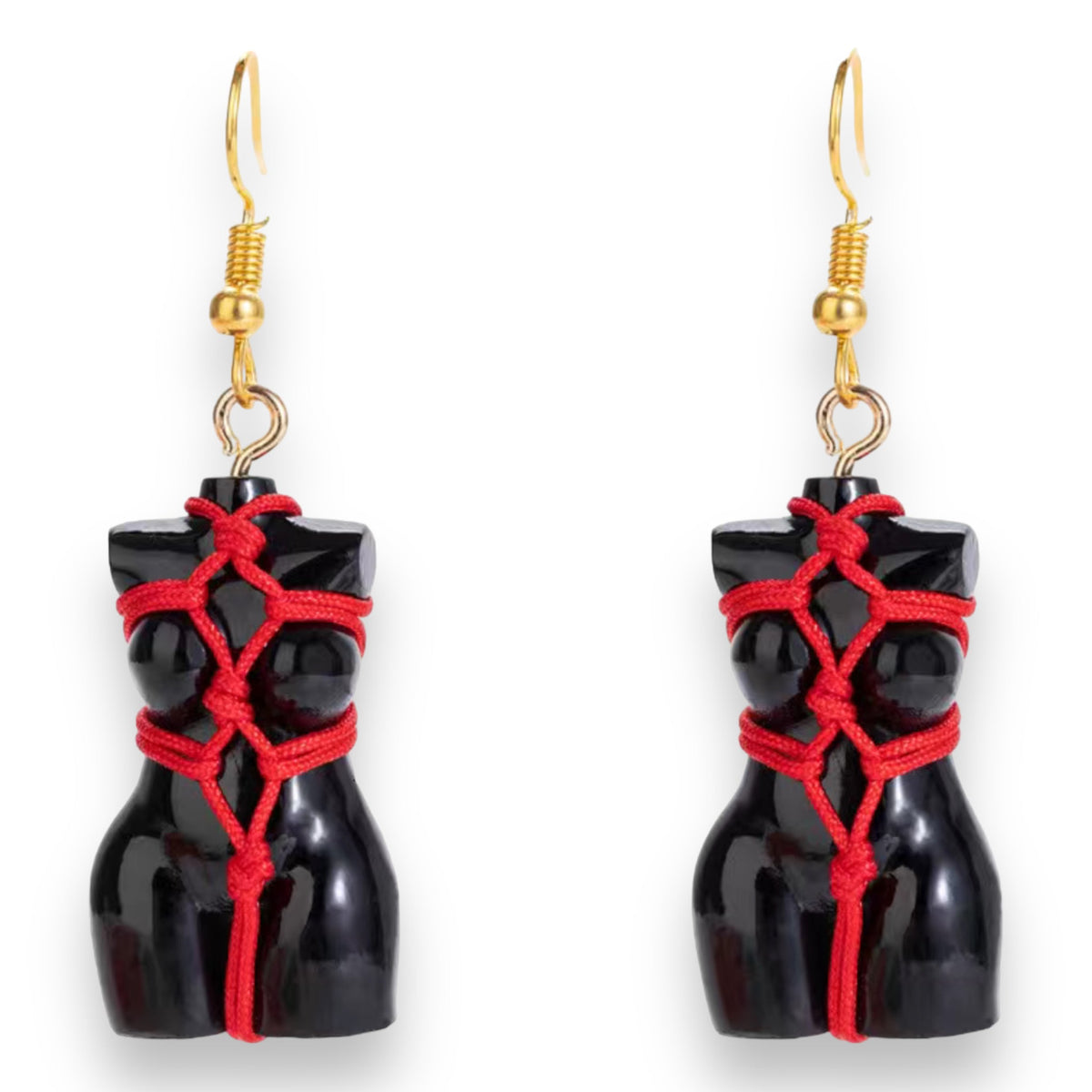 Bondage Girl Silhouette Earrings - Black