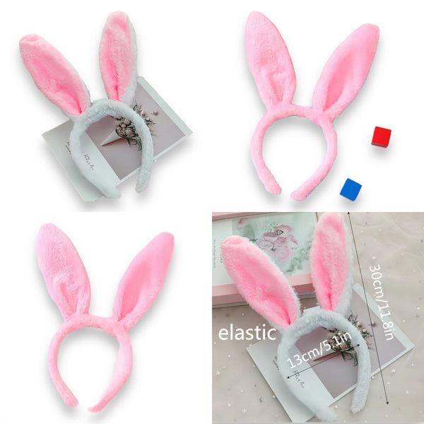 Serre-tête oreilles de lapin - blanc ou rose
