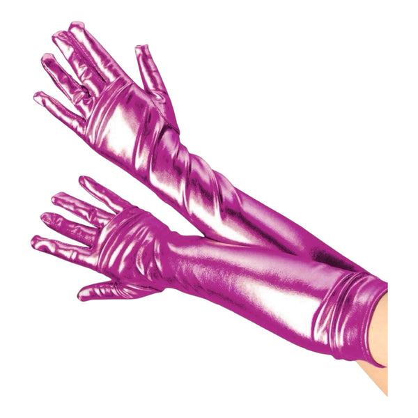 Guantes largos efecto wetlook - morado