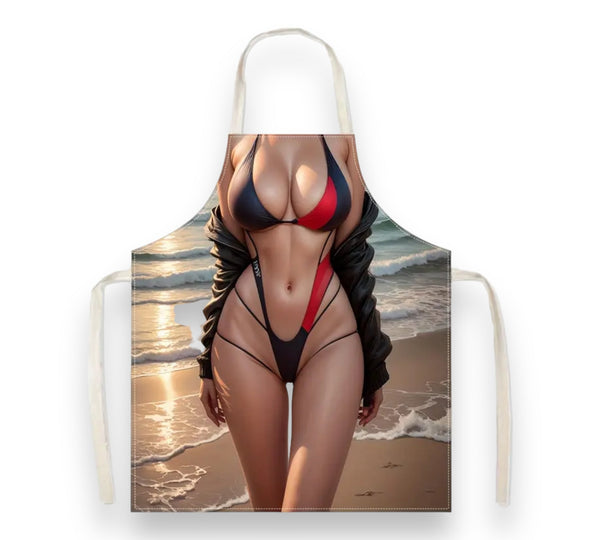 Grappige schort met vrouw in bikini-print