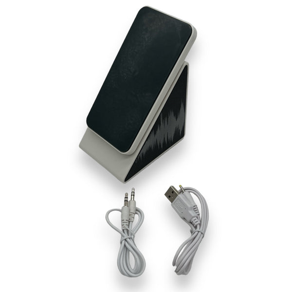 Genopladelig stereohøjttaler med telefonholder