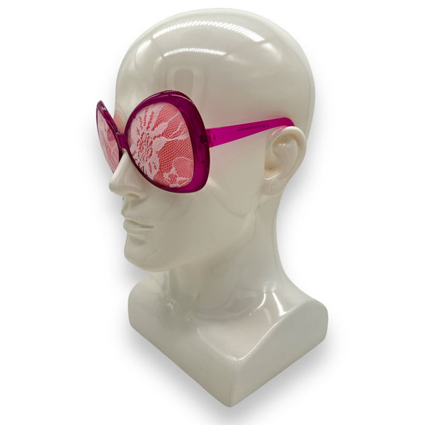 Lunettes oversize en dentelle - Rose vif
