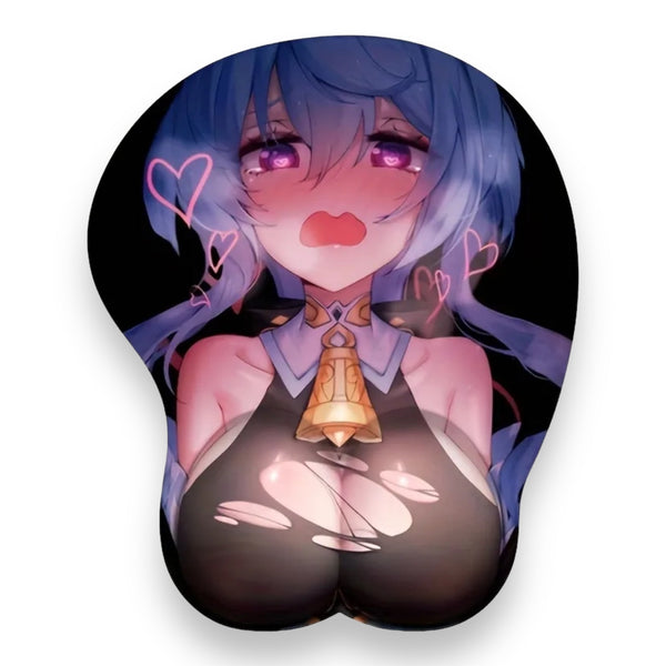 Manga meisje muismat met 3D borsten - 25x21 cm