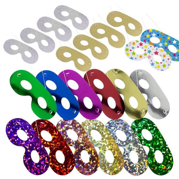 Eenvoudige metallic feestmaskers - Set van 6