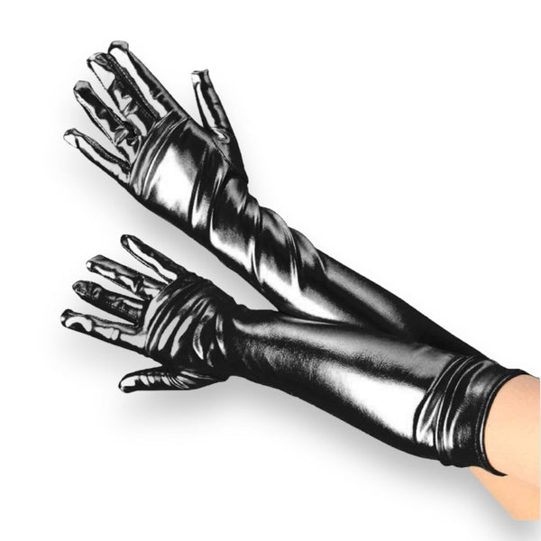 Guantes largos efecto wetlook - negro