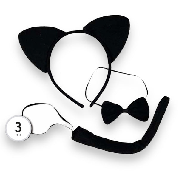 Svart katt-kostymesett - 3 deler