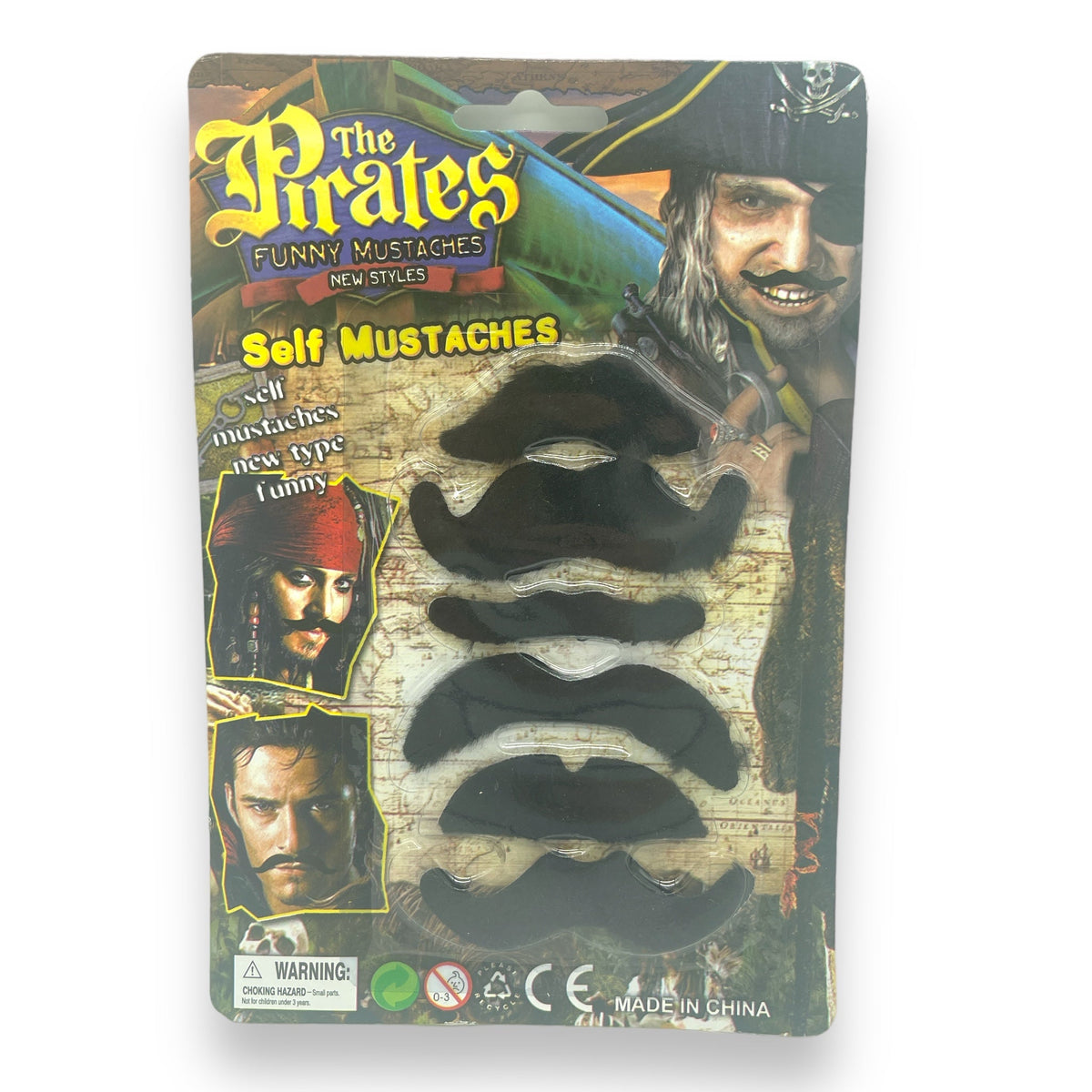 Self-Adhesive Fake Moustaches, 6 Pieces on Card