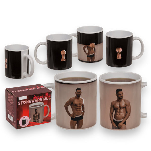 Mok met kleurverandering bij warmte - mannelijke stripper - 300ml