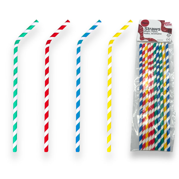 Zginane słomki papierowe - 10 szt. - 220 x 6 mm