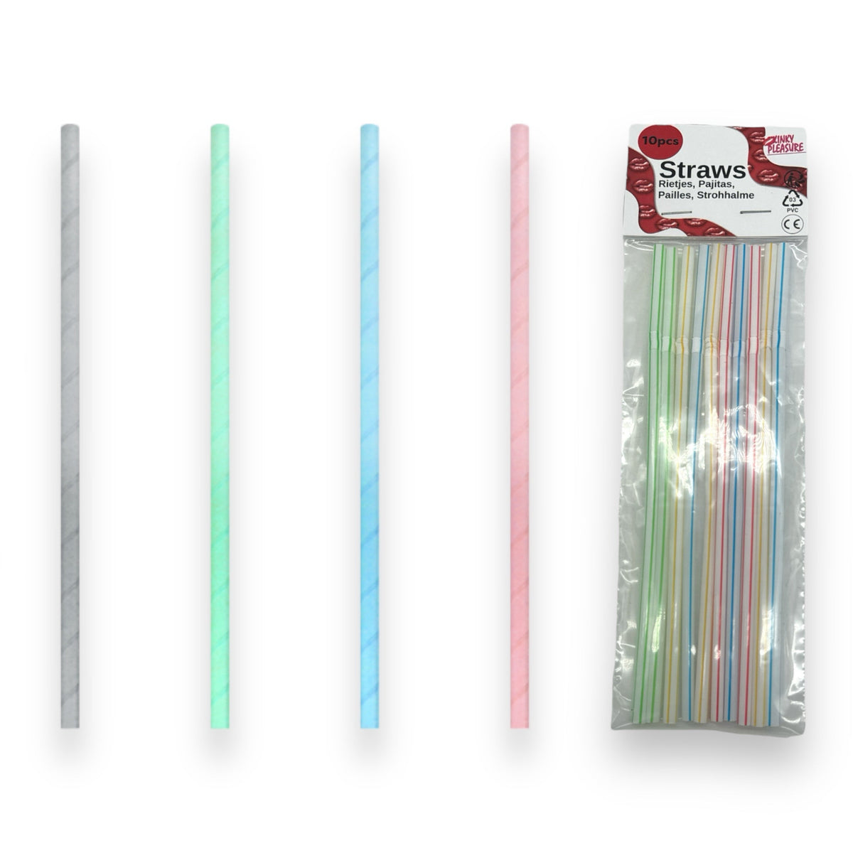 Pastel Paper Straws - 10 Pack - 220 x 6 mm