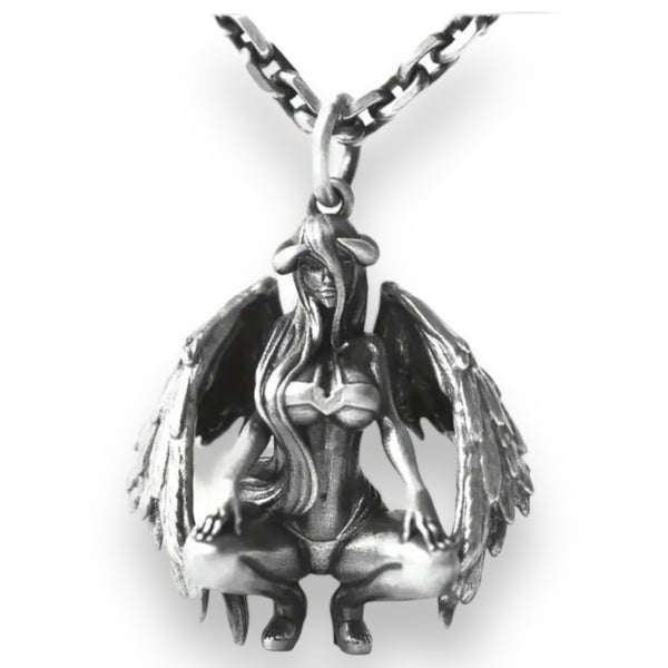 Collier pendentif fille démon sexy, 3x3,5 cm
