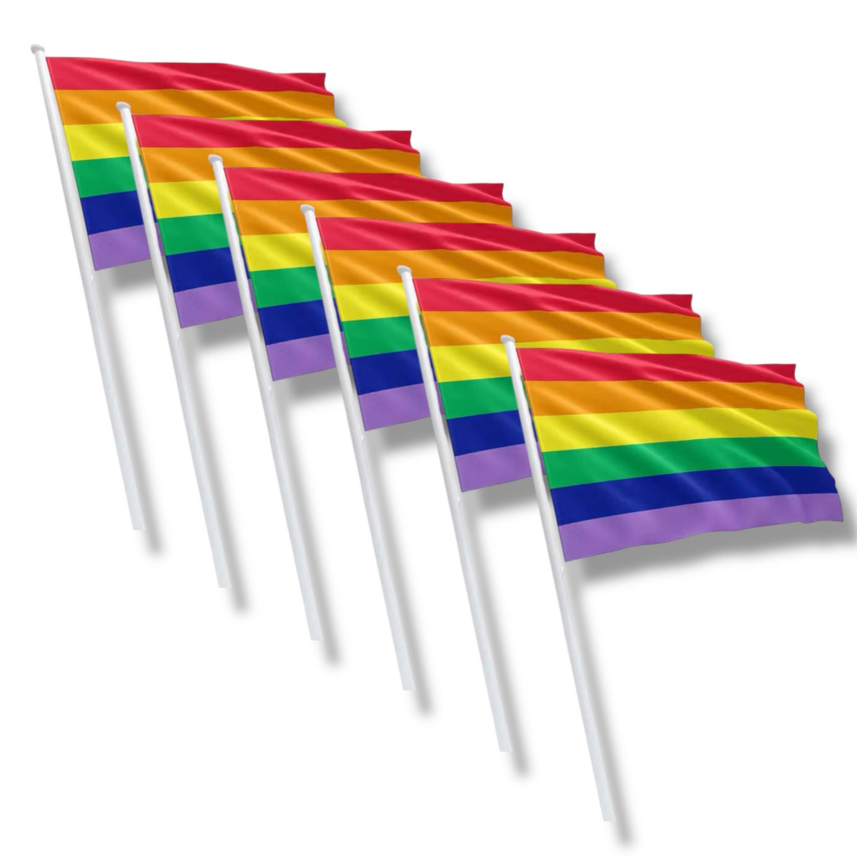 Rainbow Pride Flags Extra Large Set of 6, 60 x 45 x 30 cm