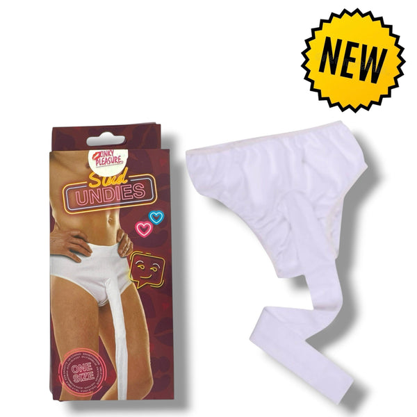 Grappige slip met nep piemel, wit, one size