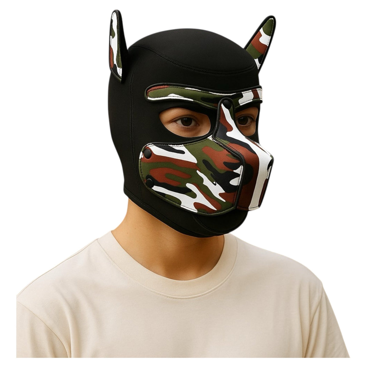 BDSM Dog Mask in Camo Black with Adjustable Straps